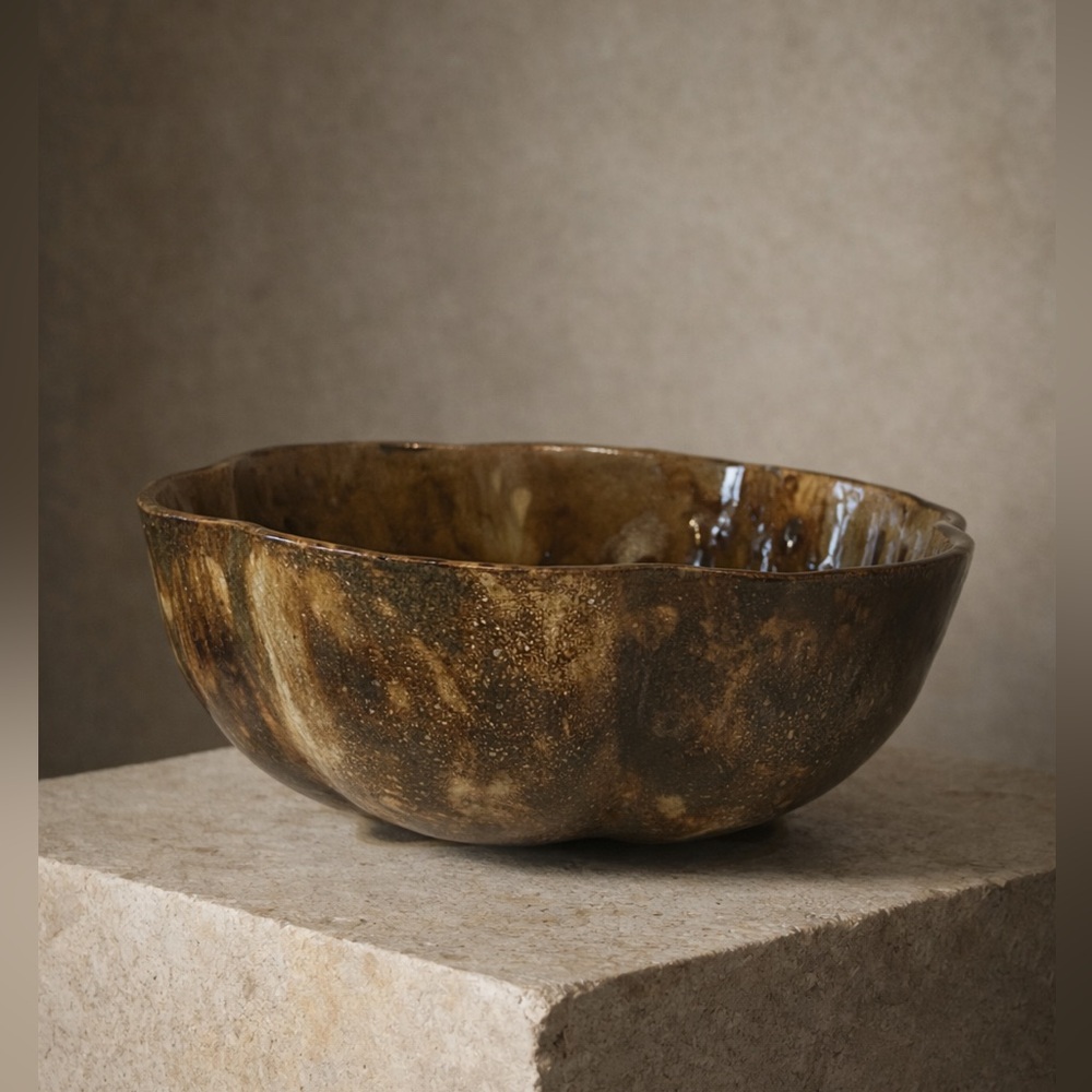 Signed Harrison Studio Pottery Bowl | Hand-Thrown | Mid-Century Organic Style